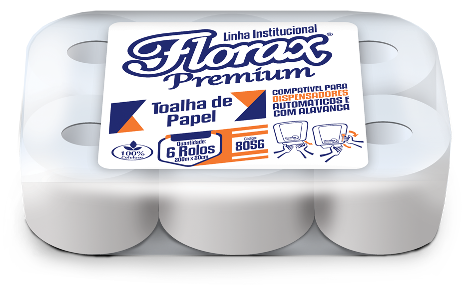 Papel Toalha Bobina 6x200m 19g Florax Premium