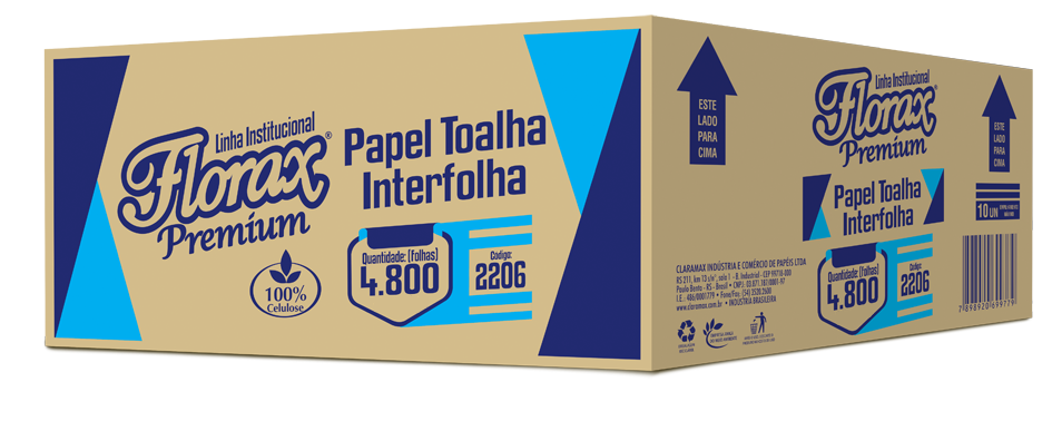 Papel Toalha Interfolha 22x20cm c/ 4.800 Florax Premium