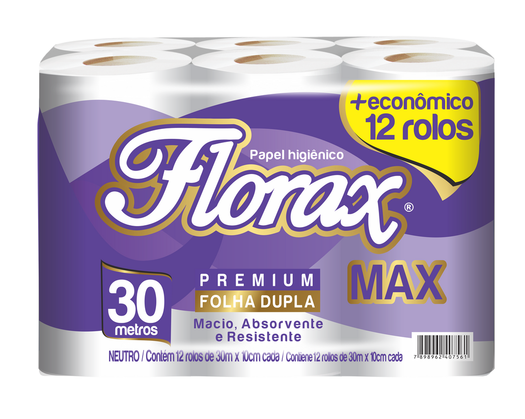 Papel Higiênico Folha Dupla 12x30m Florax