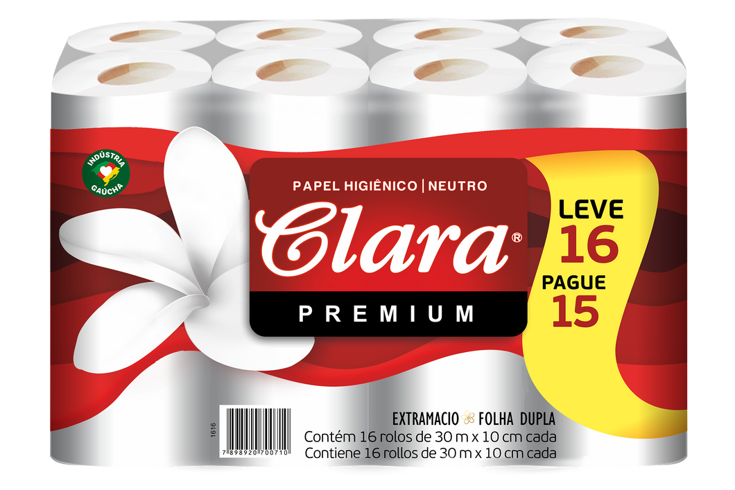 Papel Higiênico Folha Dupla 16x30m Clara