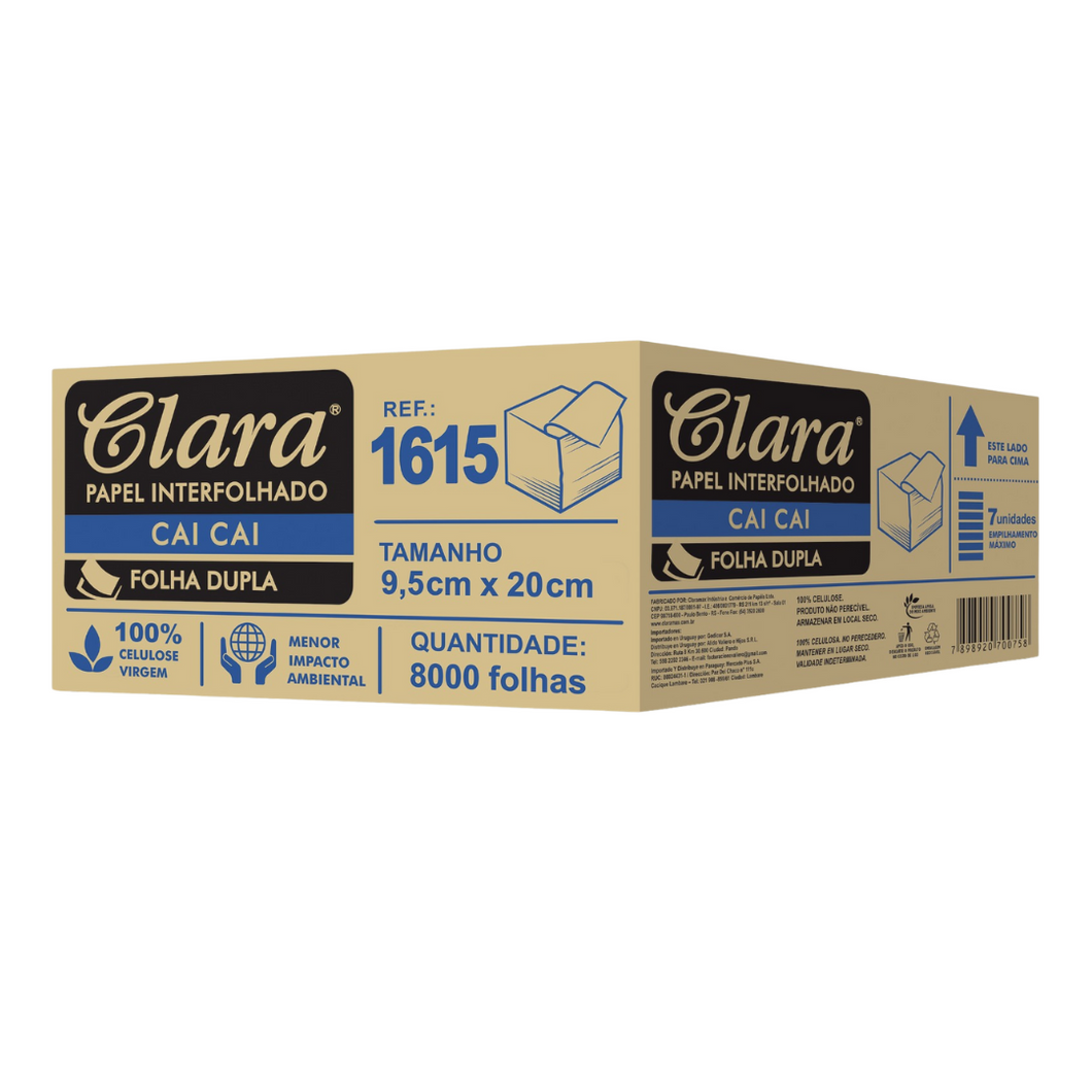 Papel Higiênico Interfolha Folha Dupla c/ 8.000 Clara