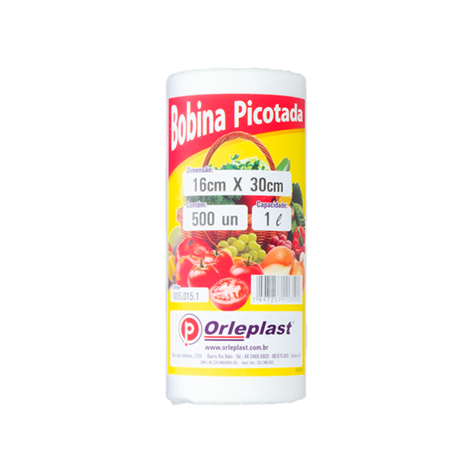 Bobina Picotada 16x30cm 1L c/ 500 Orleplast