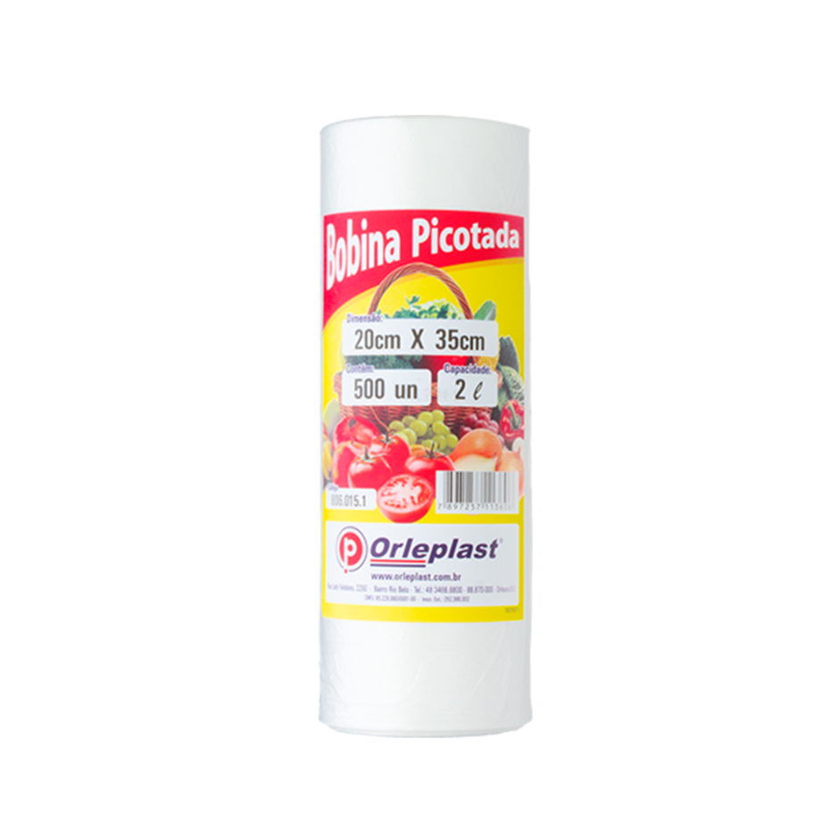 Bobina Picotada 20x35cm 2L c/ 500 Orleplast