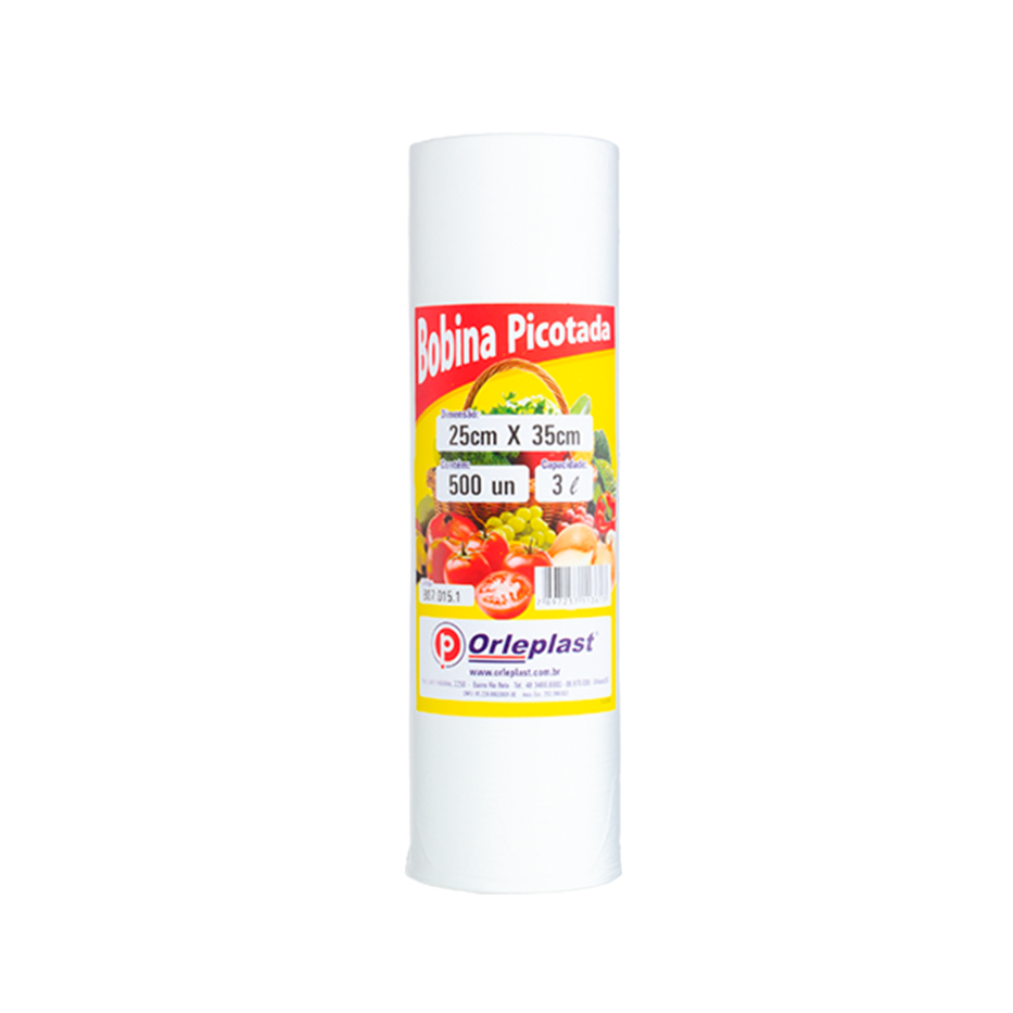Bobina Picotada 25x35cm 3L c/ 500 Orleplast