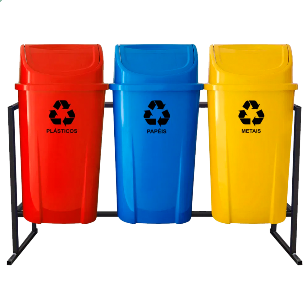 Lixeira Basculante 3X60L Lar Plásticos