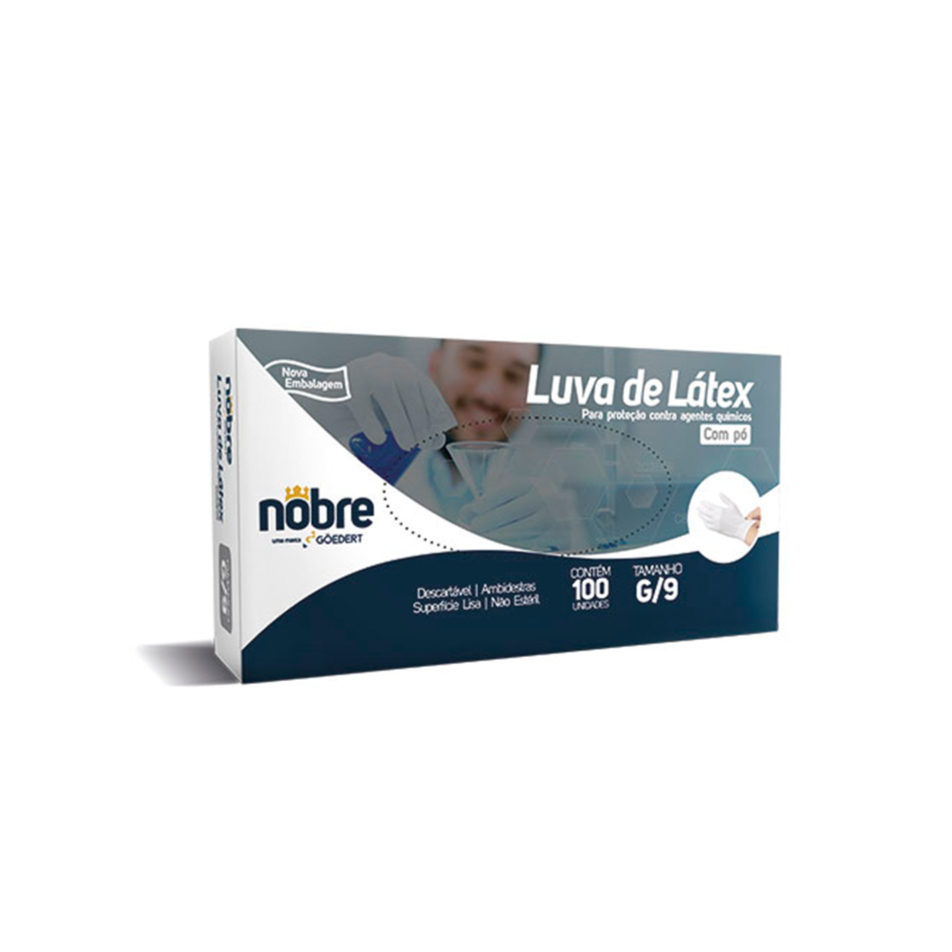 Luva Látex Descartável c/ Pó c/ 100 NOBRE