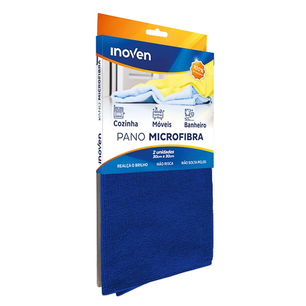 Pano Microfibra 30x30cm c/ 2 Inoven