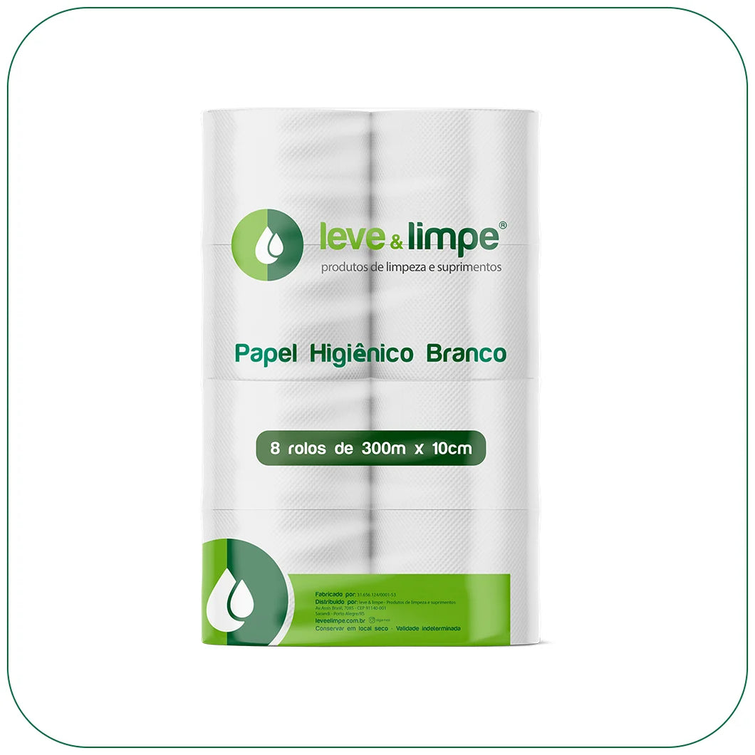 Papel Higiênico Rolão 8x300m Branco leve & limpe